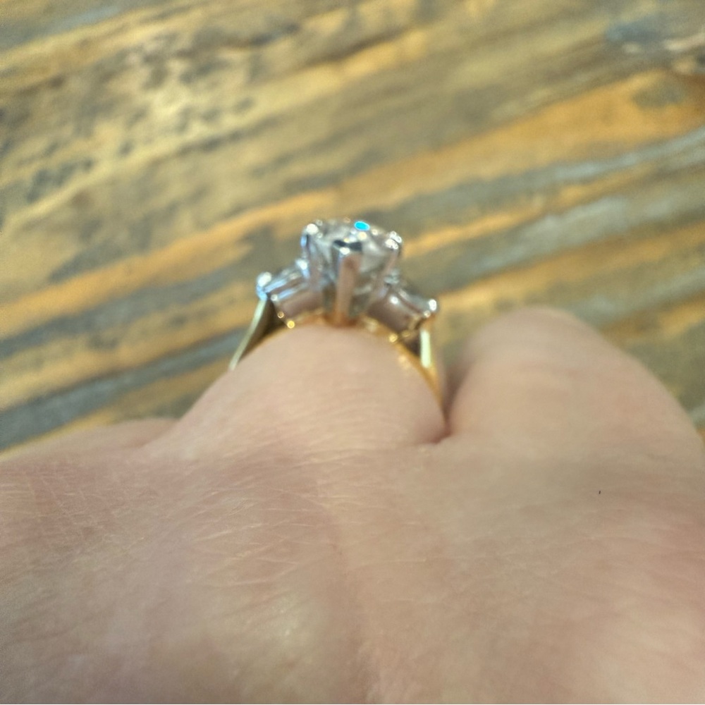 Simulated Diamond Cubic Zirconia Marquise Cut Ring Mixed Metals Size 6 - Picture 7 of 9